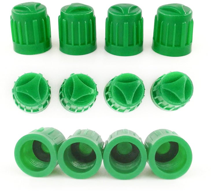 Green Tire Valve Caps - Heavy Duty Plastic - Universal