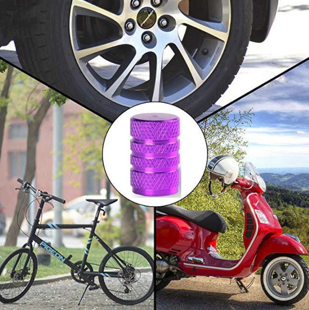 Purple Barrel Aluminum Tire Valve Caps - Universal, Fits on all Vehicles