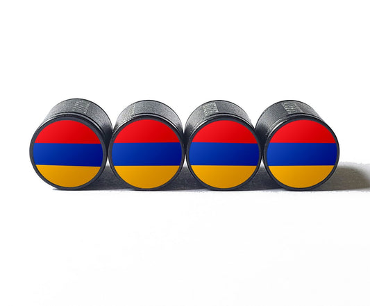 Armenia Flag Tire Valve Caps - Black Aluminum - Set of Four