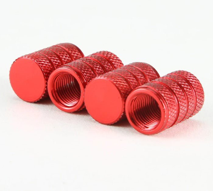 Barrel Aluminum Tire Valve Caps - Set of Four - Universal, Fits on all Vehicles