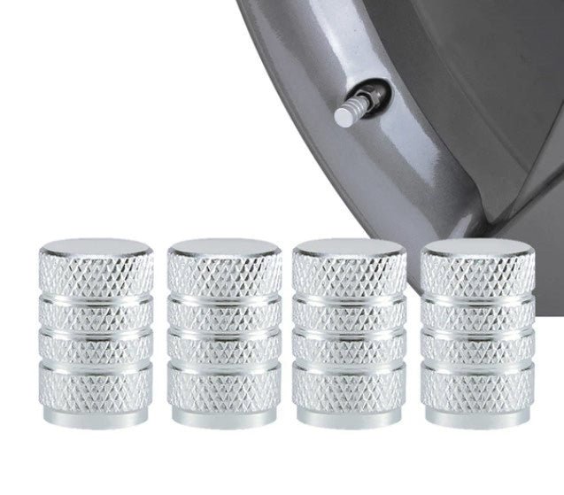 Barrel Aluminum Tire Valve Caps - Set of Four - Universal, Fits on all Vehicles