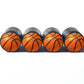 Basketball Tire Valve Caps - Black Aluminum - Set of Four