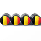 Belgium Flag Tire Valve Caps - Black Aluminum - Set of Four