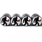 Bigfoot Sasquatch Basketball Player Tire Valve Caps - Black Aluminum - Set of Four