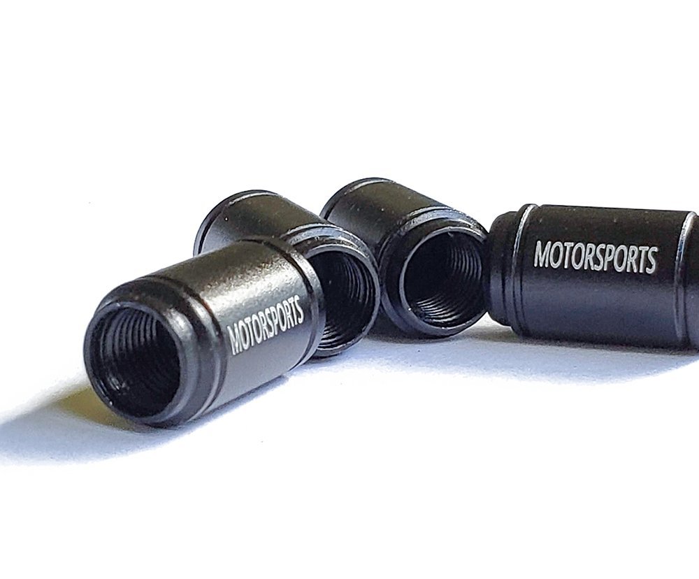 Bigfoot Sasquatch Retro Sunset Tire Valve Caps - Black Aluminum - Set of Four