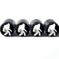 Bigfoot Sasquatch Soccer Athlete Tire Valve Caps - Black Aluminum - Set of Four