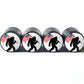 Bigfoot Sasquatch with Red, White, Blue USA Flag Tire Valve Caps - Black Aluminum - Set of Four