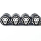 Black and White Lion's Head (Style 1) Tire Valve Caps - Black Aluminum - Set of Four