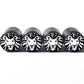 Black and White Lion's Head (Style 2) Tire Valve Caps - Black Aluminum - Set of Four