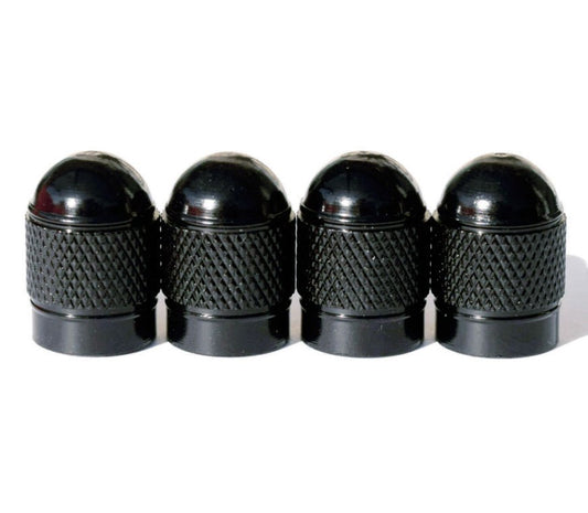 Black Dome Aluminum Tire Valve Caps - Universal, Fits all Vehicles