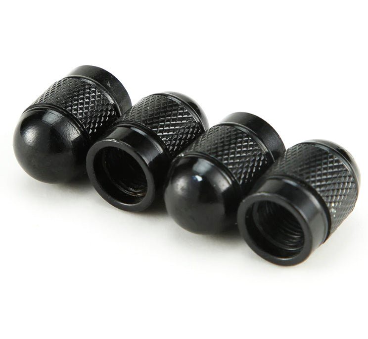 Black Dome Aluminum Tire Valve Caps - Universal, Fits all Vehicles