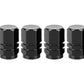 Black Hex Aluminum Tire Valve Caps - Universal, Fits on all Vehicles