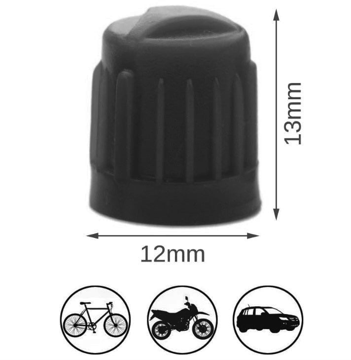 Black Tire Valve Caps - Heavy Duty Plastic - Universal