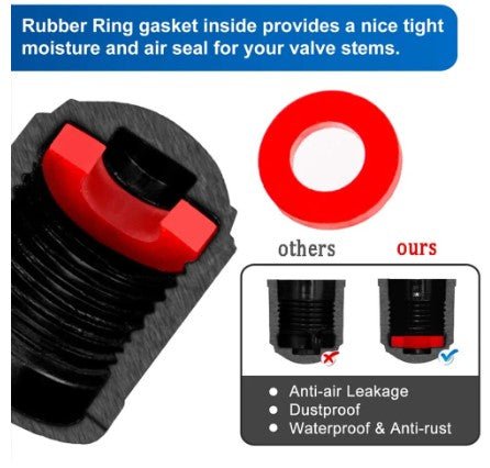 Black Tire Valve Caps - Heavy Duty Plastic - Universal