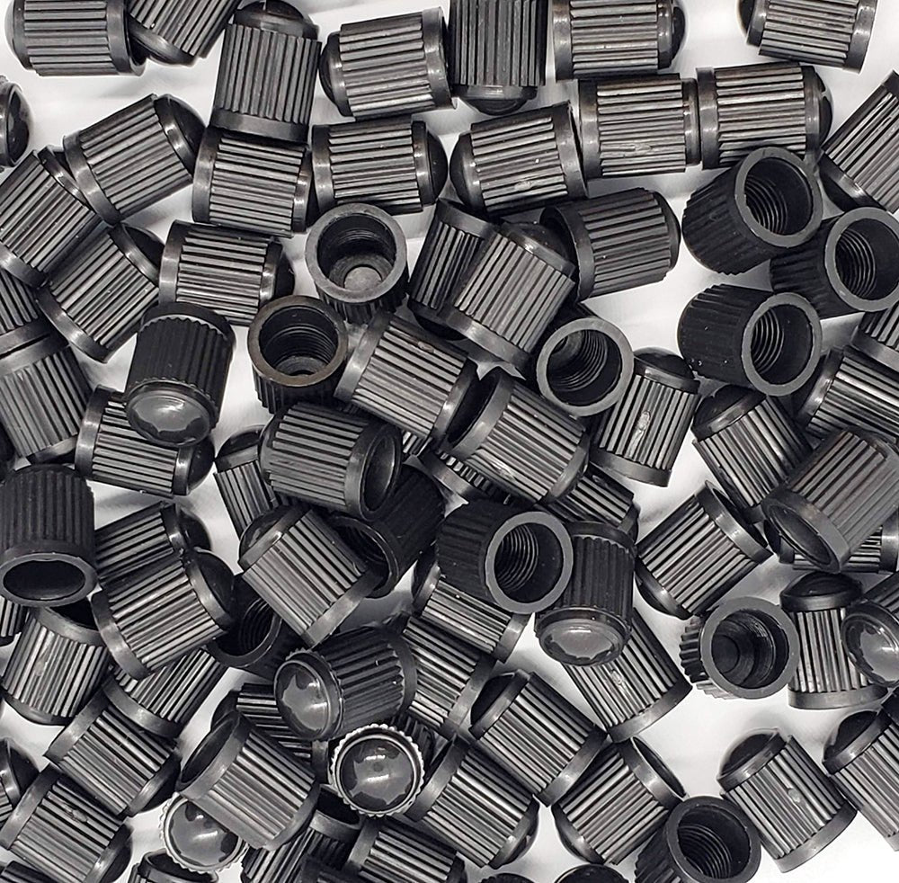 Black Tire Valve Caps - Plastic - Universal