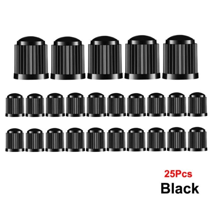 Black Tire Valve Caps - Plastic - Universal