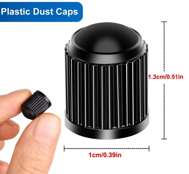 Black Tire Valve Caps - Plastic - Universal