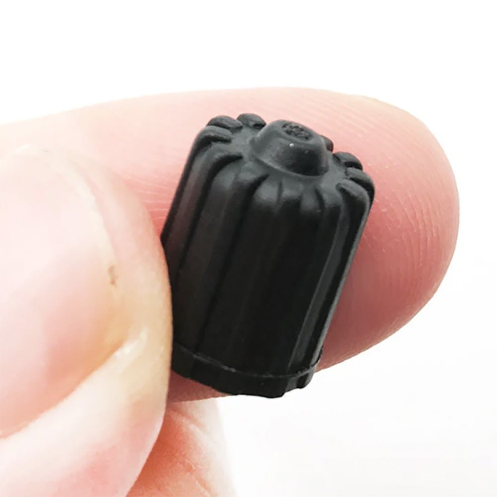 Black Tire Valve Caps (Style 2) - Plastic - Sets of 10, 25, 50 or 100 - Universal, Fits all Vehicles