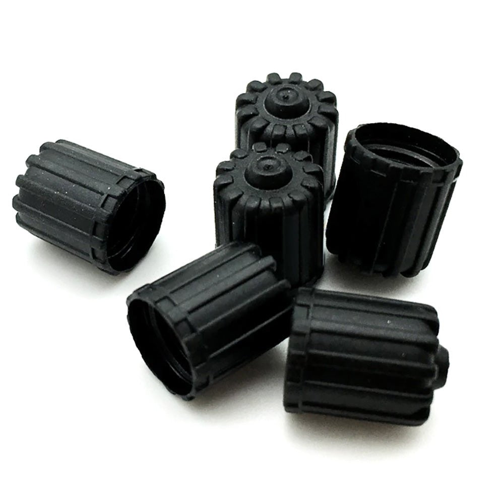 Black Tire Valve Caps (Style 2) - Plastic - Sets of 10, 25, 50 or 100 - Universal, Fits all Vehicles