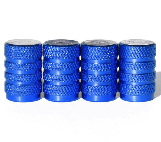 Blue Barrel Aluminum Tire Valve Caps - Universal, Fits on all Vehicles