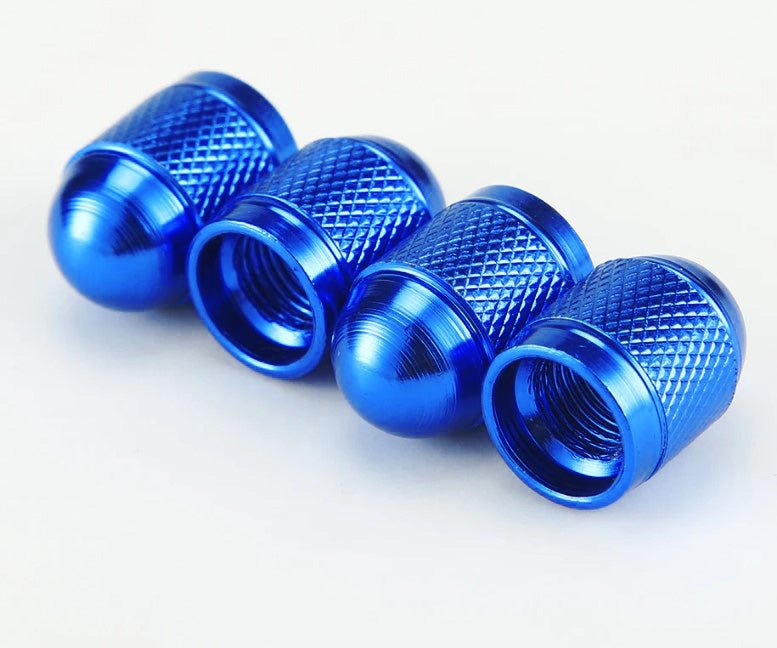 Blue Dome Aluminum Tire Valve Caps - Universal, Fits all Vehicles