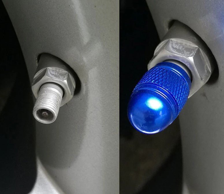 Blue Dome Aluminum Tire Valve Caps - Universal, Fits all Vehicles