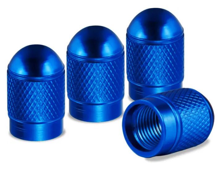 Blue Dome Aluminum Tire Valve Caps - Universal, Fits all Vehicles