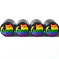 Cute Rainbow Cat Kitten Tire Valve Caps - Black Aluminum - Set of Four