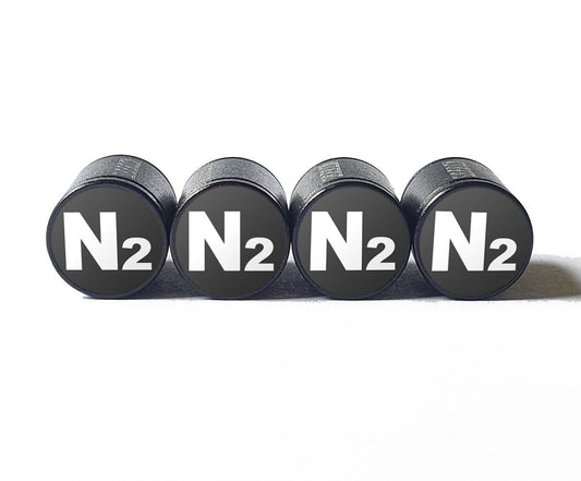 Dark Gray N2 Nitrogen Tire Valve Stem Caps - Black Aluminum - Universal