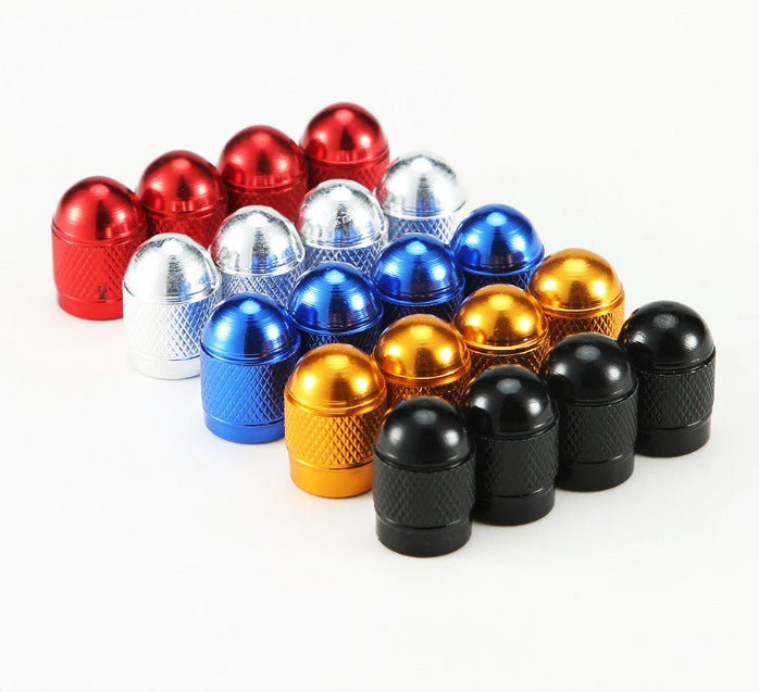 Dome Aluminum Tire Valve Caps - Universal, Fits all Vehicles