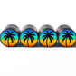 Exotic Beach Palm Trees (Style 20) Tire Valve Caps - Black Aluminum - Set of Four