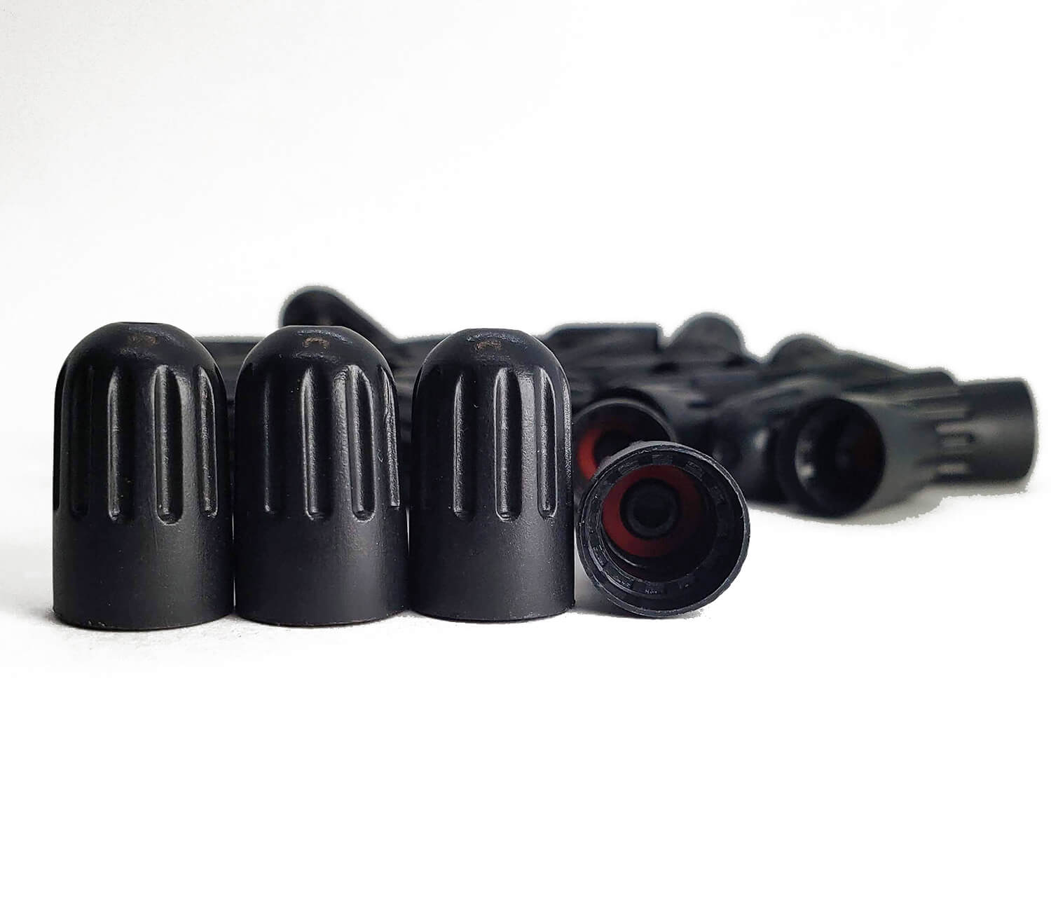 Extended Black Tire Valve Caps - Heavy Duty Plastic - Universal