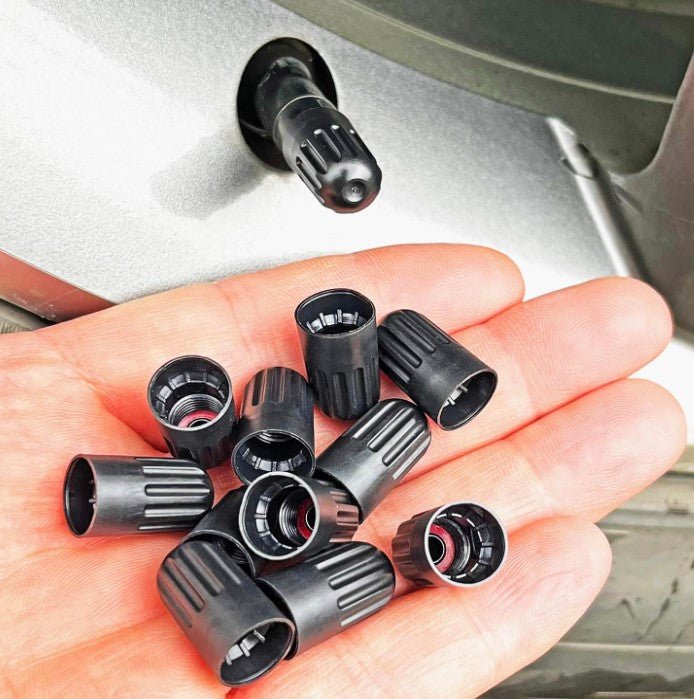 Extended Black Tire Valve Caps - Heavy Duty Plastic - Universal