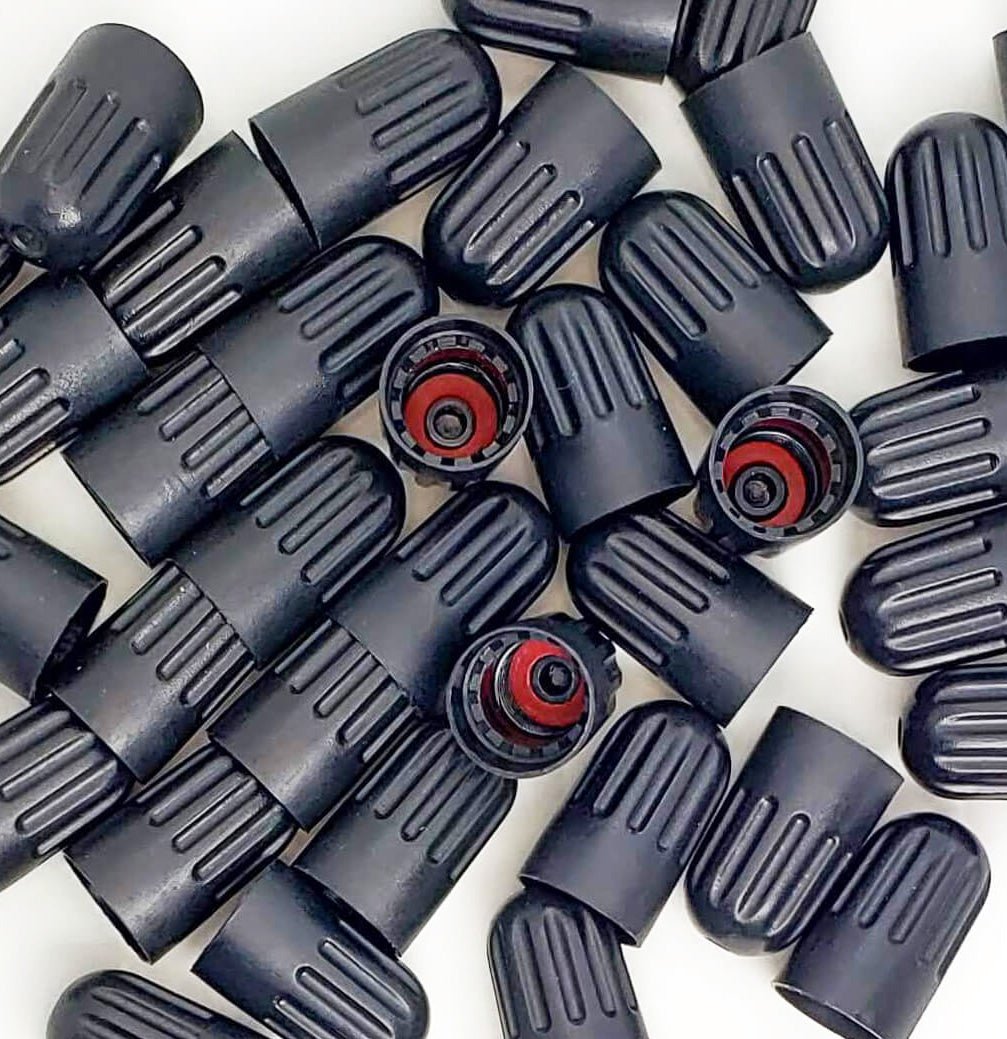 Extended Black Tire Valve Caps - Heavy Duty Plastic - Universal