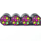 Flower Bouquet (Style 8) Tire Valve Caps - Black Aluminum - Set of Four