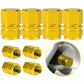 Gold Hex Aluminum Tire Valve Caps - Sets of 4, 8, 12 or 20 - Universal, Fits on all Vehicles