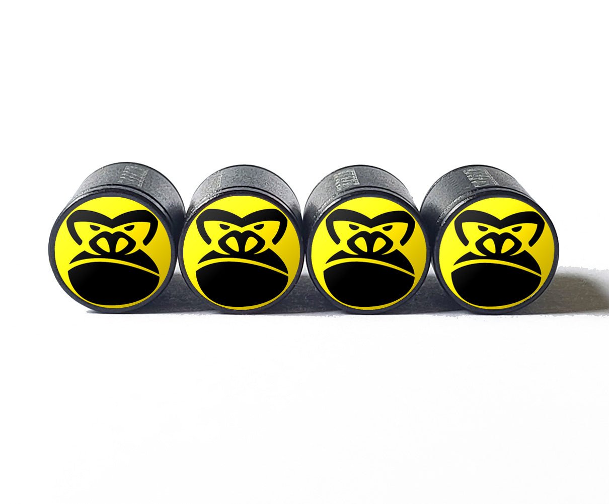 Gorilla Face Tire Valve Caps - Black Aluminum - Set of Four