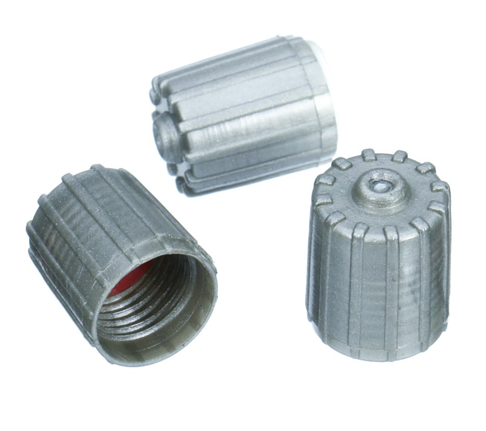 Gray Tire Valve Caps (Style 1) - Plastic - Universal