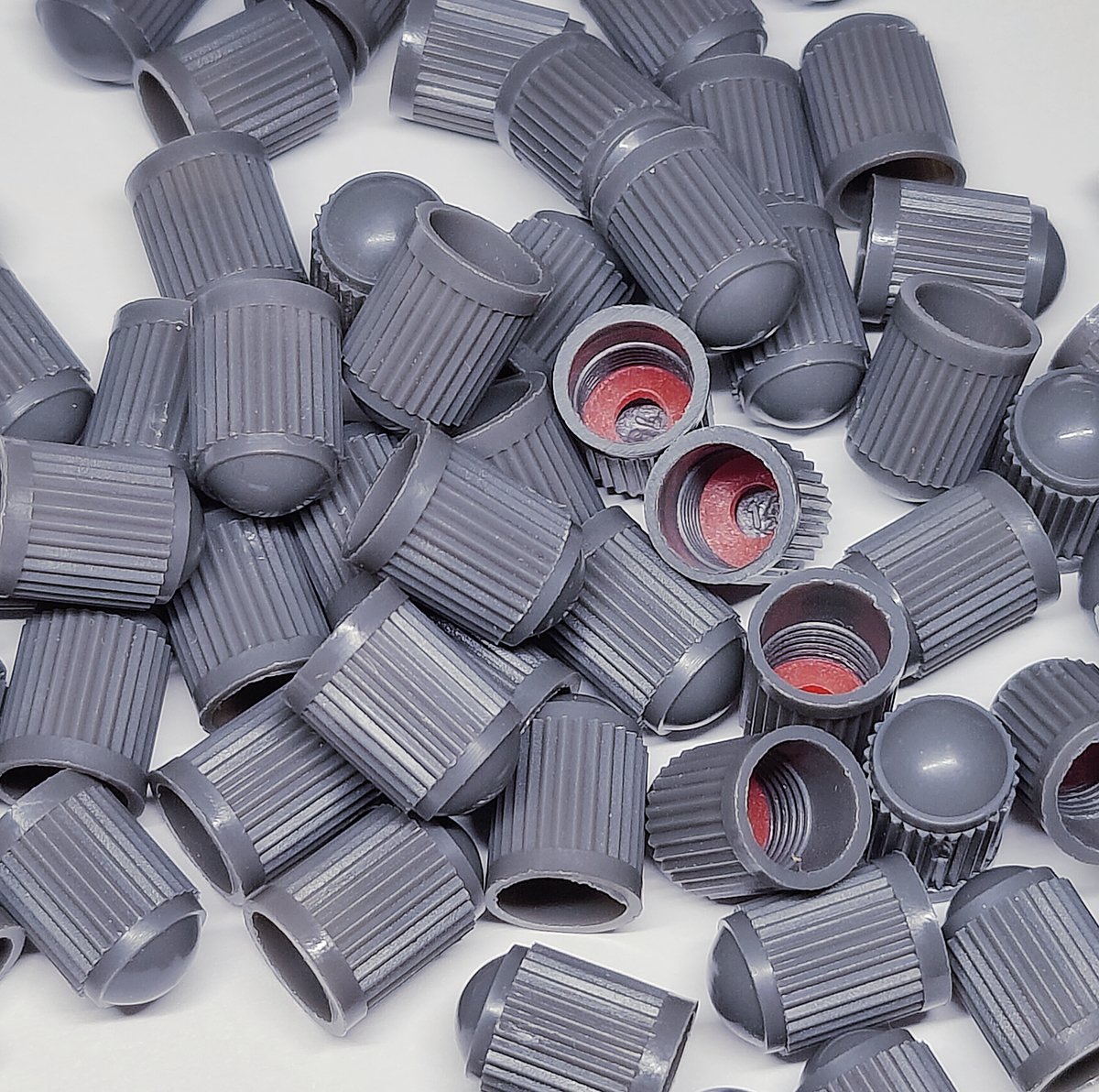 Gray Tire Valve Caps (Style 2) - Plastic - Universal