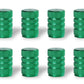 Green Barrel Aluminum Tire Valve Caps - Universal, Fits on all Vehicles