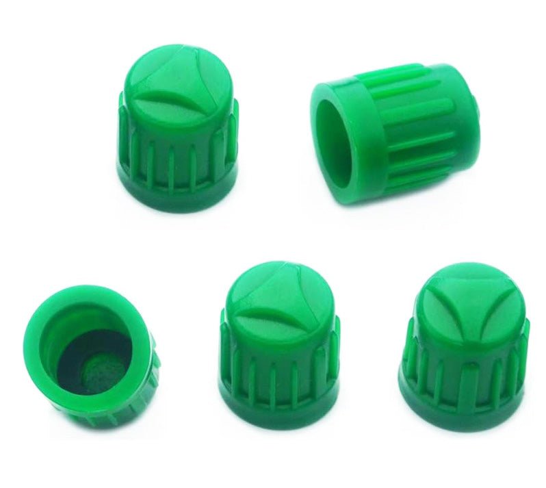 Green Tire Valve Caps - Heavy Duty Plastic - Universal