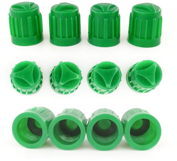 Green Tire Valve Caps - Heavy Duty Plastic - Universal