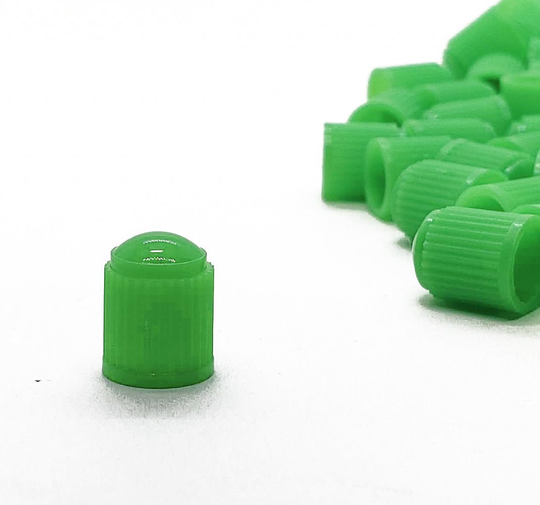 Green Tire Valve Caps - Plastic - Universal