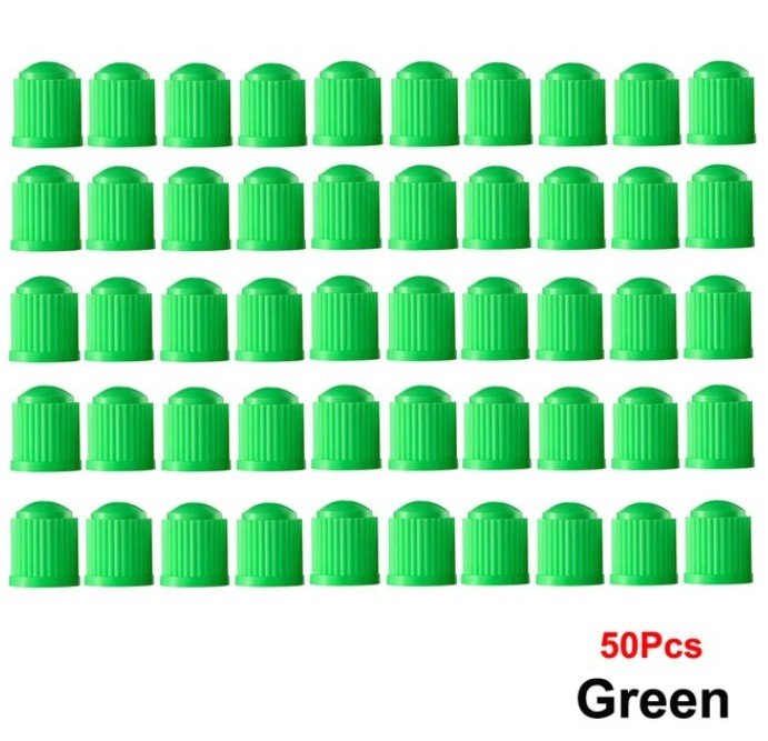 Green Tire Valve Caps - Plastic - Universal