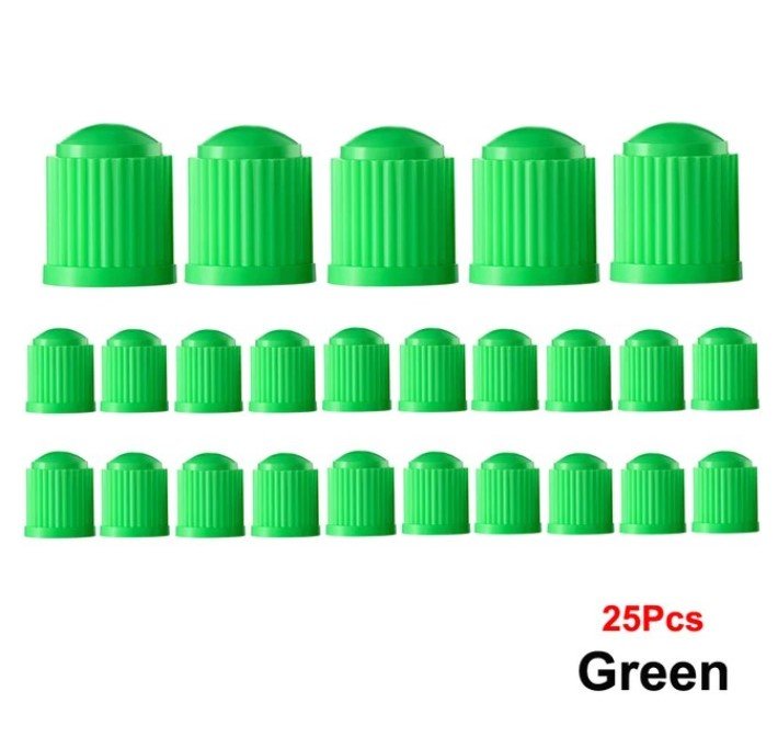 Green Tire Valve Caps - Plastic - Universal