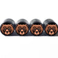 Grizzly Bear Face Tire Valve Caps - Black Aluminum - Set of Four