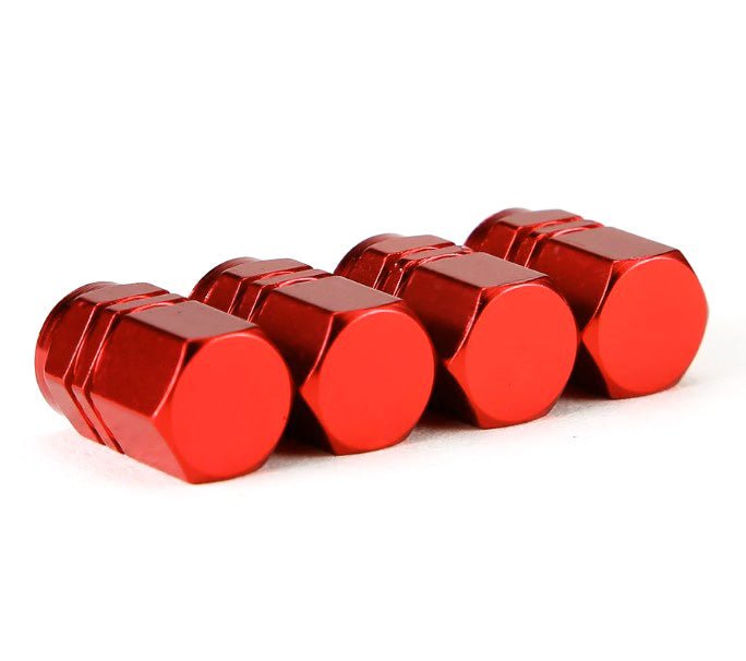 Hex Aluminum Tire Valve Caps - Universal, Fits on all Vehicles