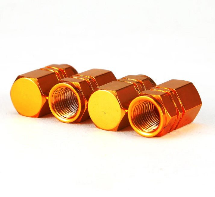 Hex Aluminum Tire Valve Caps - Universal, Fits on all Vehicles