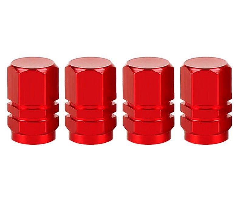 Hex Aluminum Tire Valve Caps - Universal, Fits on all Vehicles