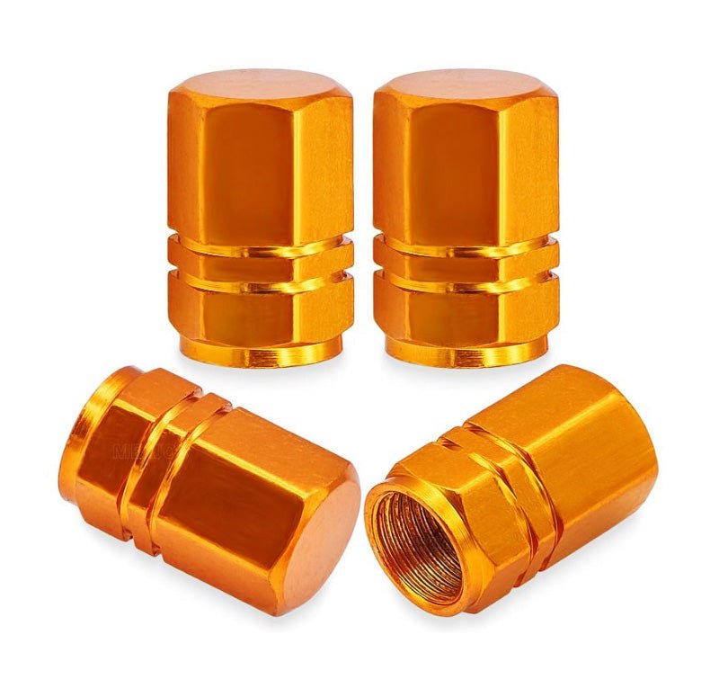 Hex Aluminum Tire Valve Caps - Universal, Fits on all Vehicles